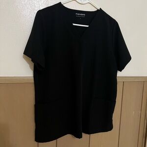 Mandala Black Oversized V-Neck Short Sleeve Women's Top